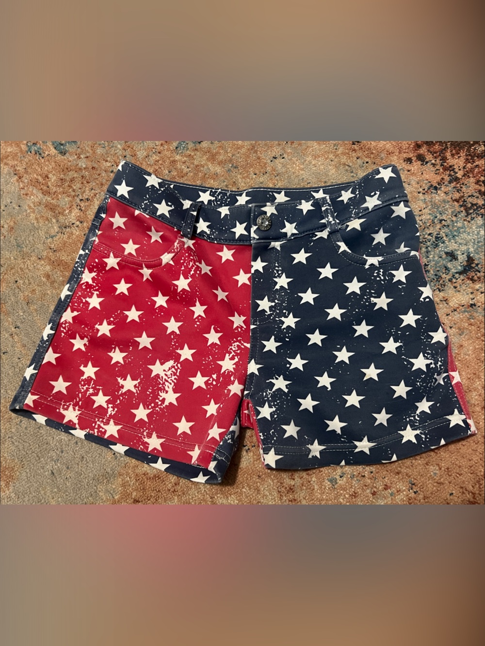 Star Print Red & Navy Shorts